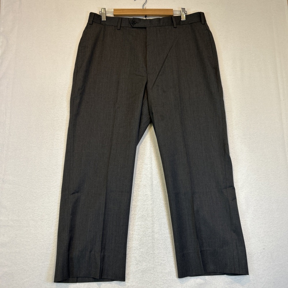 Brooks Brothers Mens 35x24 Gray Custom Tailored 100% Wool Pleated Dress Pants